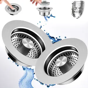 2025 Upgraded 3-in-1 Kitchen Sink Drain Strainer, Stainless Steel Sink Plug, Deodorizing Anti-Clog Basket Strainer for US Standard 3-1/2 Inch Drains