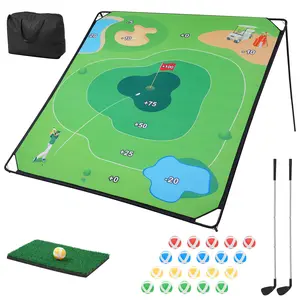 Golf Chipping Game Set with Oversized Mat – 70"x70" Target Turf, 20 Sticky Balls, 2 Golf Clubs, Hitting Mat & Carry Bag – Indoor Outdoor Family Golf Game for Kids & Adults