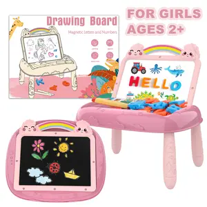 Small Unicorn Drawing Table with Letters, Numbers, Watercolor Pencils, Chalk Erasable Kids Doodle Board, Double Sided Board, Magnetic Drawing Board, Chalkboard, Ideal Toys for 3+ Year Old Girls & Boys, Toddler Gift Guide, Christmas Gifts dealsforyoudays