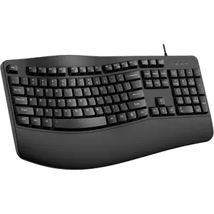 Keyboard, Wired Computer Keyboard with Wrist Rest, Wave Keyboard for  Typing,Spill-Resistant Keyboard Compatible with Windows/PC/Laptop(Black)