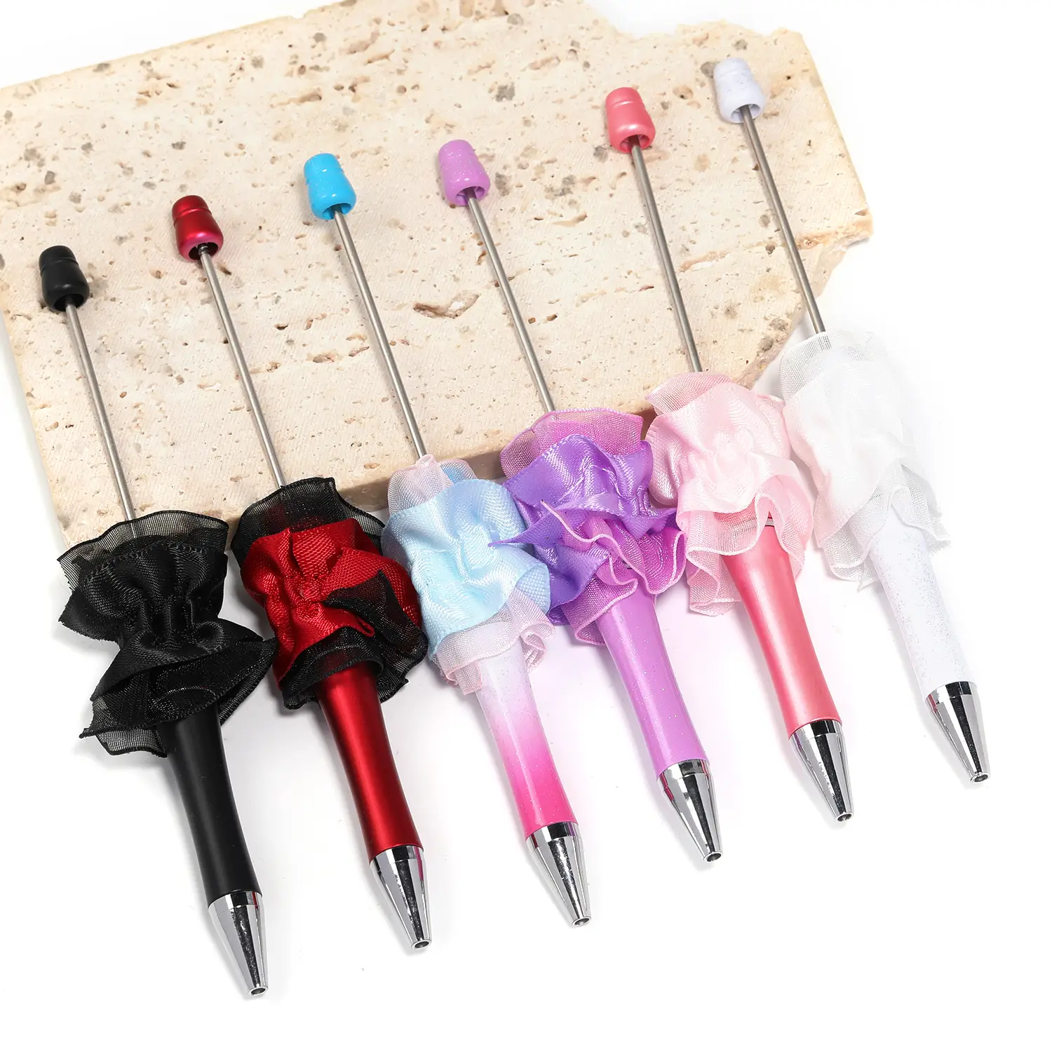 【P175】5pcs Bead Ballpoint Pen petal shape Beadable Pen