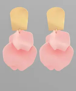 Color coated epoxy 4 petal dangle earrings