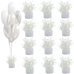 Balloon weight, 12 pieces, aluminum foil, suitable for birthday parties, gatherings, weddings, dinners and other occasions, weighing 0.45 pounds (12 white pieces)