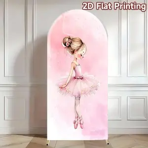 Pink Ballerina Arch Backdrop with Delicate Bow and Ballet Shoes Accents, Ideal for Baby Shower & 1st Birthday Party Photography Backgrounds