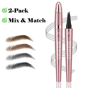2-Pack Waterproof Micro-Fork Eyebrow Pencil, Long-Lasting Brow Pen for Natural Hair-Like Strokes, Smudge-Proof Daily Makeup Tool for Soft Glam Looks