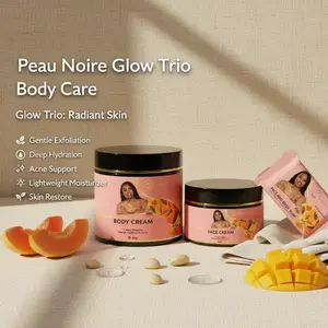 Body Care Glow Trio Set - Gentle Exfoliating Cleanser, Deep Hydrating Cream, Lightweight Moisturizing Formula, Acne Support, Skin Repair & Smoothness