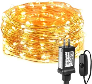 Fairy Lights Plug in, 33ft 100 LED String Lights for Bedroom, Warm White Copper Wire Lights, Waterproof Indoor Outdoor Decorative Fairy Lights for Patio, Garden, Balcony, Vases, Craft, For Memorial Day Decorations