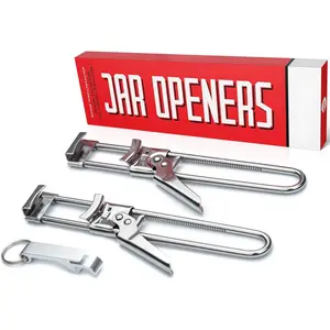 Opener for Weak Hands (x2) with Keychain Bottle Cap Opener. Easy Seniors Arthritis, Kids Openers. Gripper Tight Lid Opener, Kitchen Gadgets