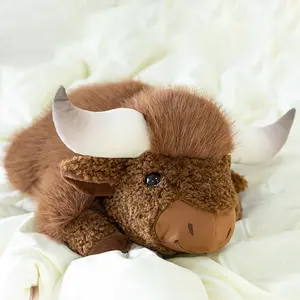 Cute Bison Plush Toy, Soft Fluffy Buffalo Stuffed Animal, Adorable Highland Cow Plushie, Huggable Western Bison Pillow, Perfect Gift for Kids & Adults, Stuffed Animal Gifts