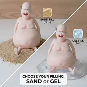 Ultra Soft Squishy Toy, Choose Sand or Gel Filling for Personal Firmness, Funny Quirky Fat Man Design, Perfect Fidget for Stress Relief at Office, Great Gift for Holiday, Birthday, or White Elephant Gift, Durable & Playful