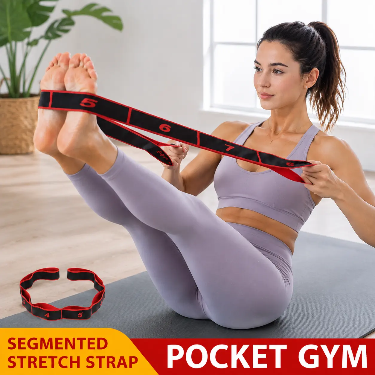 Precision Shoulder & Back Shaper with 8-Section Elastic Stretch Band, Durable Resistance Band for Yoga, Pilates, Fitness Workout Accessory