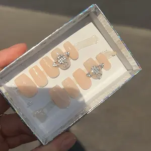 Press on Nails Set with Decorative Elements in Clear Packaging