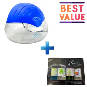 Sirena Twister Blue Aromatizer Deluxe Pack with Sirena Fragrances, includes Eucalyptus, Tropical, Pine and Apple