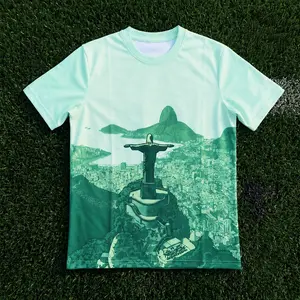 Brazil Green Christ AOP T-shirt, Men 3D T-shirt, Team eagle Merch, Gift for Fan Menswear