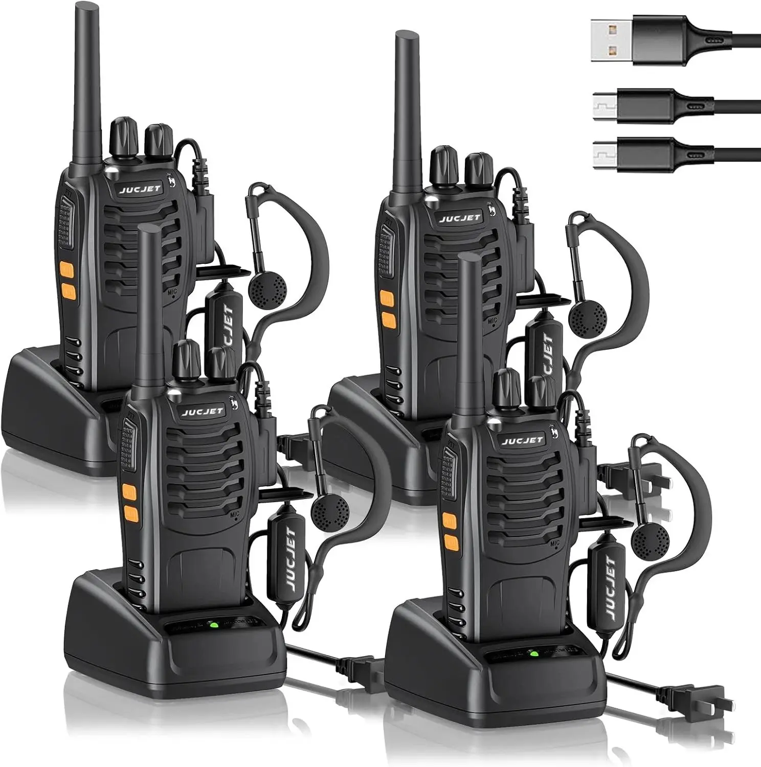 4-Pack Long-Range 100-Mi Waterproof 2-Way Radio Walkie Talkies with Charging Headset