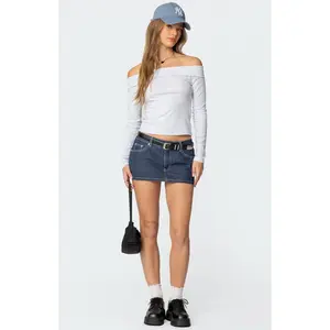 Edikted Women's Neria Pinstripe Denim Micro Skort - Multicolor