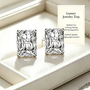 2CT Radiant Square Moissanite Stud Earrings S925 Silver Shiny Comfortable Lightweight Fine Jewelry For Daily Bridal Party Wear s925 silver stud earring set