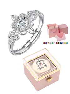 Elegant Celtic Birthstone Ring with Premium Jewelry Box, Fashion Adjustable Unique Rings Gift for Her on Anniversary Christmas;To: girlfriend/wife/mother/daughter/best friend sisters