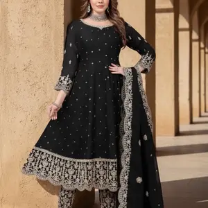 Boutique Work High Quality Anarkali suit Silk fabric Party Wear Anarkali 3pcs Suit, heavy Embroidery, Readymade