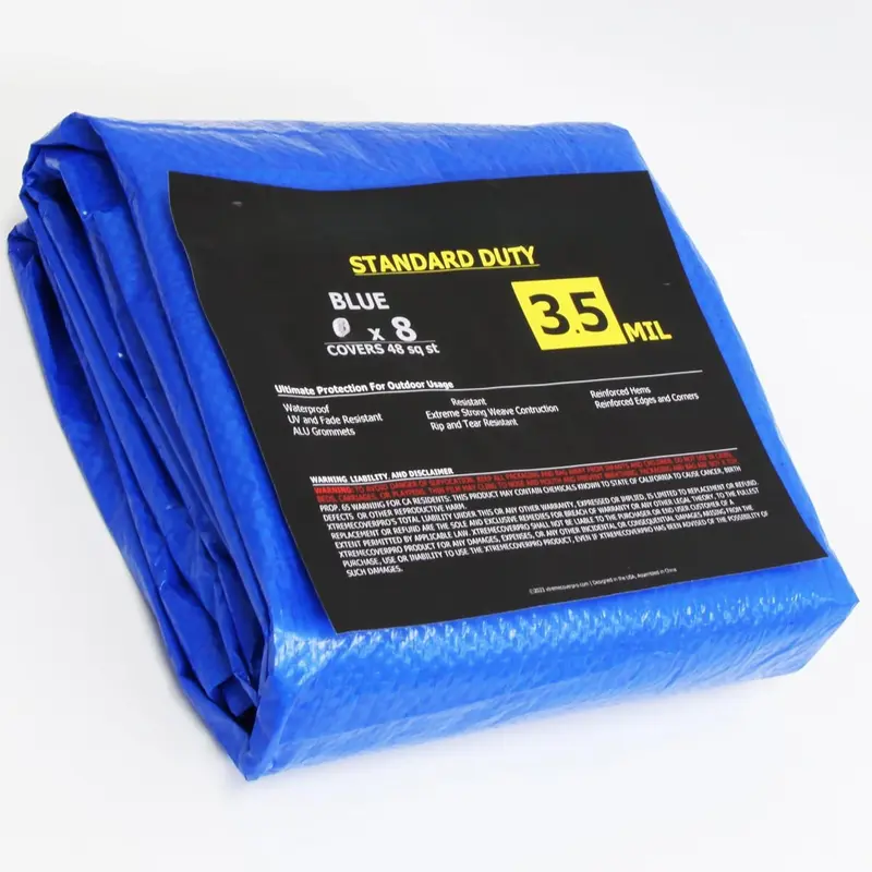 6' x 8' Large Multi-Purpose Waterproof Light Weight Heavy Duty Poly Tarp Grommets Every 36", 3.5 Mil 6x8 Thick, for Home, Boats, Cars, Camping, UV Resistant, Rip/Tear Proof Tarpaulin