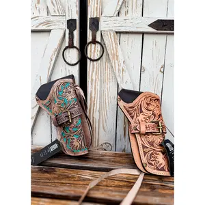 The Rattlesnake Wrangler Holster | Western Tooled Leather Side Holster