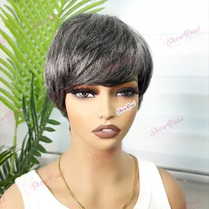 ShowReal Short Gray Pixie Wig for Women Trendy Comfortable Lightweight Natural Look for Daily Wear