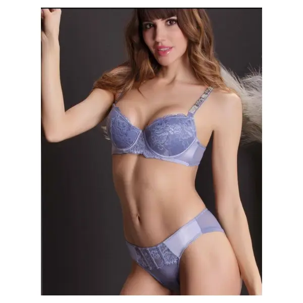 Blue Sensation Balcony Bra and Briefs Set for Women's Fashionable Underwear Collection