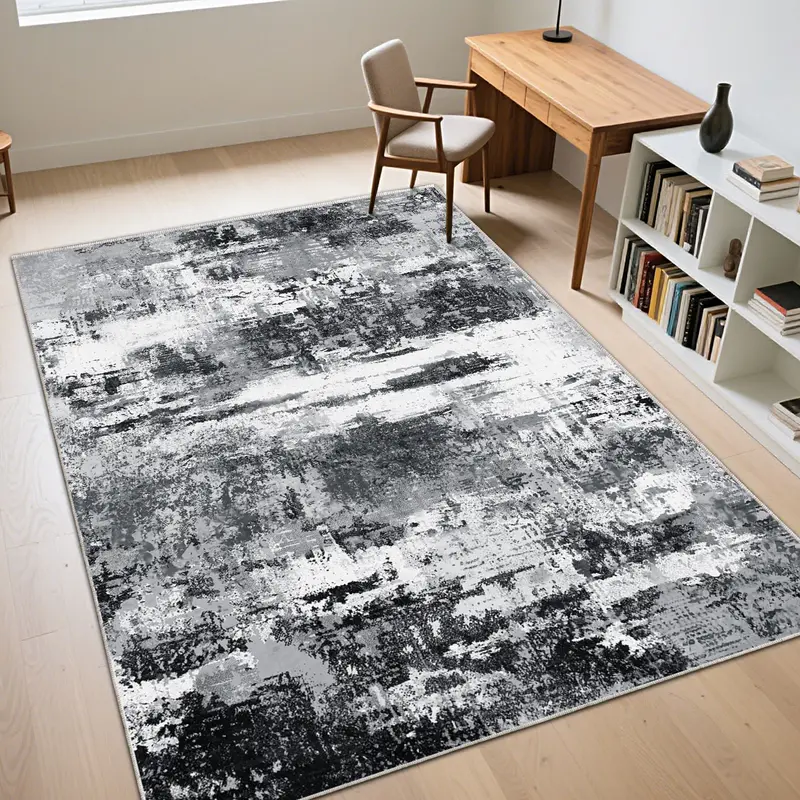 【Moving Season】PLUMLIK Modern Abstract Washable Carpet For Living Room, Soft Low Pile Area Rug, Non Slip Decorative Rugs For Bedroom, Home Decor, Ideal For High Traffic Areas, Housewarming non-shedding boho large carpet rug