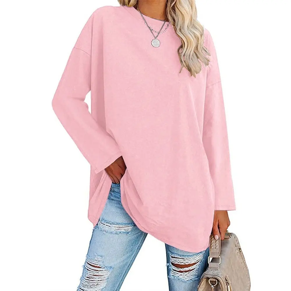 lmily Bela Women's Long Sleeve Oversized T Shirts Loose Casual Crewneck Tunic Tops Soft Blouse