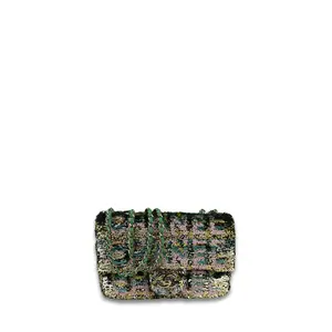 Pre-owned CHANEL Sequin Shoulder Bags Green Logo Mini Flap Bag