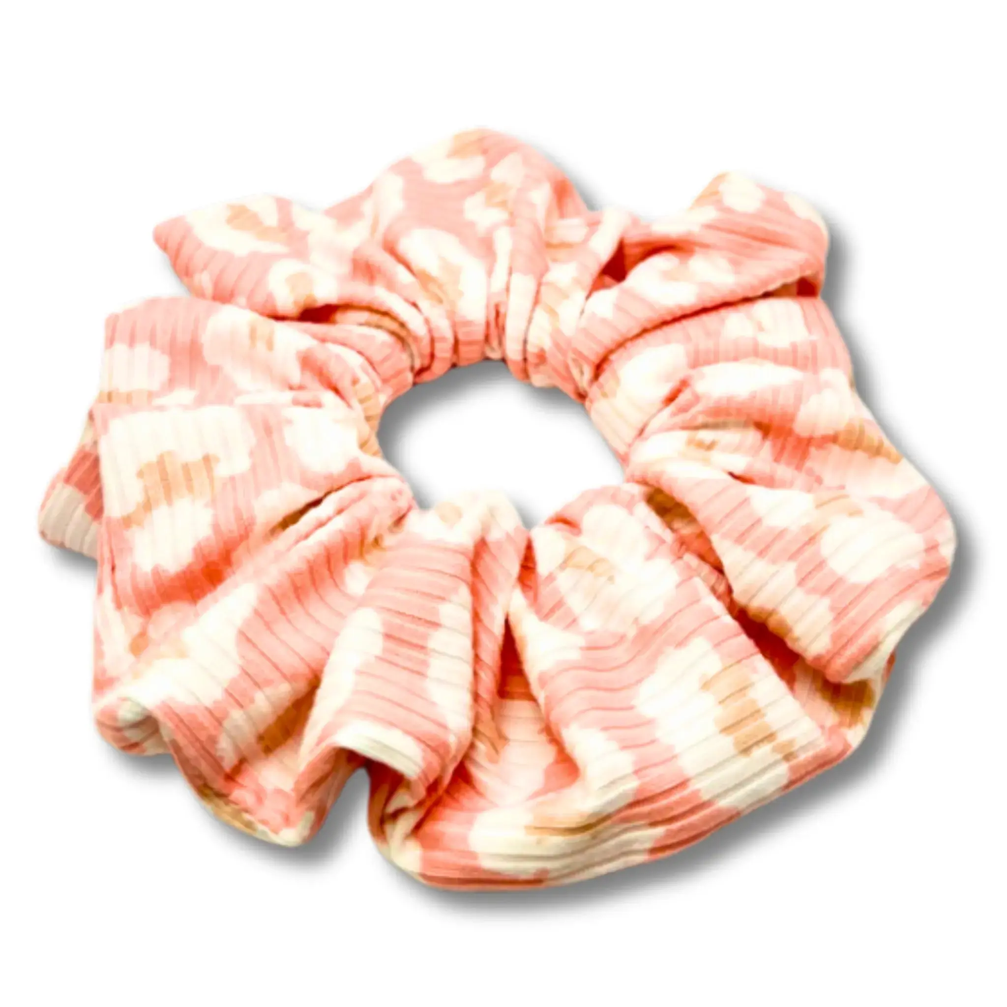 Pink Cheetah Ribbed Scrunchie