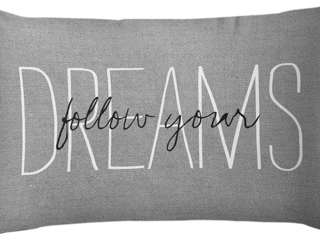 Throw Pillow Cover Rustic Gray Follow Your Dreams Decorative Pillow Case Monogram Home Bed Decor Rectangle Queen Size 20x30 Inch Cushion Pillowcase