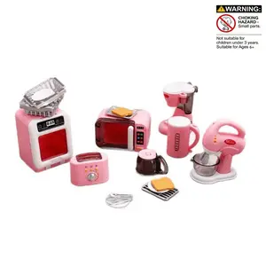 11pcs DIY Dollhouse Baking Furniture Accessories Toy Set, Coffee Maker, Mixer, Oven, Bread Machine, Kettle, Kitchen Pretend Play Set, Ideal Birthday Gift
