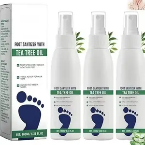 【3 bottles】Foot Spray with Tea Tree Oil - Foot Sanitizer for Feet Odor - 3.38 Ounce Bottle,Foot Care Dry Fee Moisturizer Hydrate Moisturizing Spray depies