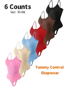 Women's Solid Adjustable Strap Backless Crop Shapewear Bodysuit,Casual Basic Comfy Spaghetti Strap Seamless Tummy Control Butt Lifting Bodysuit for Daily Wear, Ladies Shapewear for All Seasons,Underwear, High Waisted Shapers