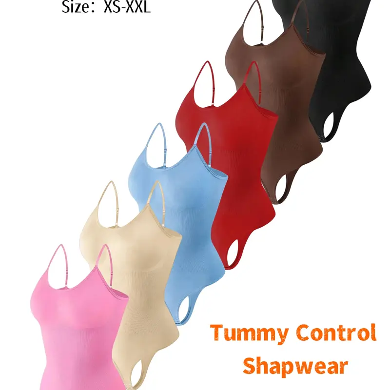Women's Basic Solid Adjustable Spaghetti Strap Backless Body Contouring Shapewear Bodysuit, Casual Minimalist Comfy Seamless Smooth Tummy Control Butt Lifting Bodysuit for Daily Wear, Ladies Shapewear for All Seasons, Underwear