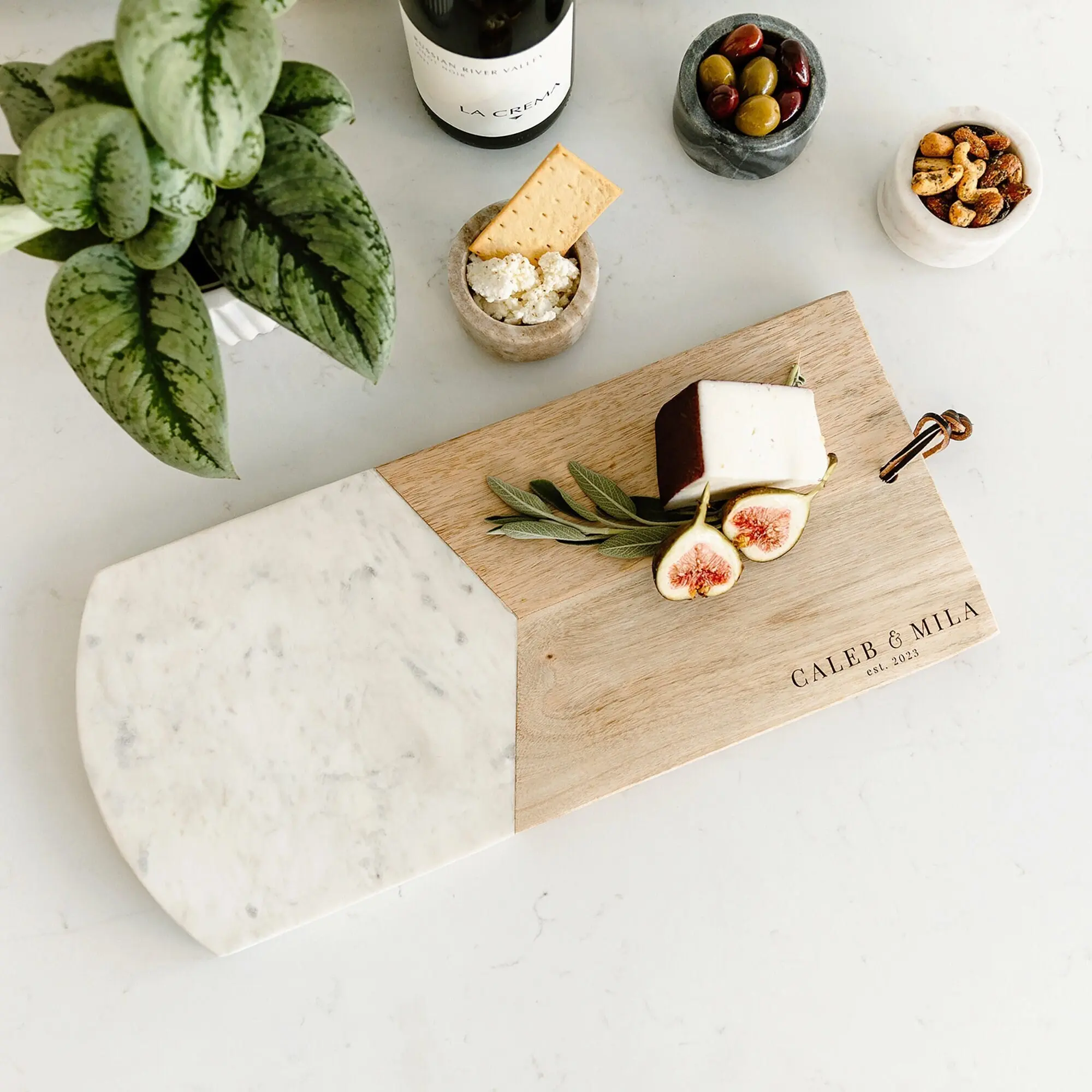 Personalized Charcuterie Board Wedding Gift, Bridal Shower Gift or Housewarming Gift, Custom Cheese Board, Marble and Wood Cutting Board