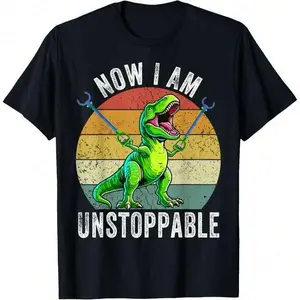 Funny Roaring T-Rex Dinosaur Meme Graphic Tees Men's T-Shirt, Soft And Breathable Short Sleeve, Perfect For Daily Wear, Outdoor Activities, Travel, And Casual Style, Comfortable All-Day Fit!