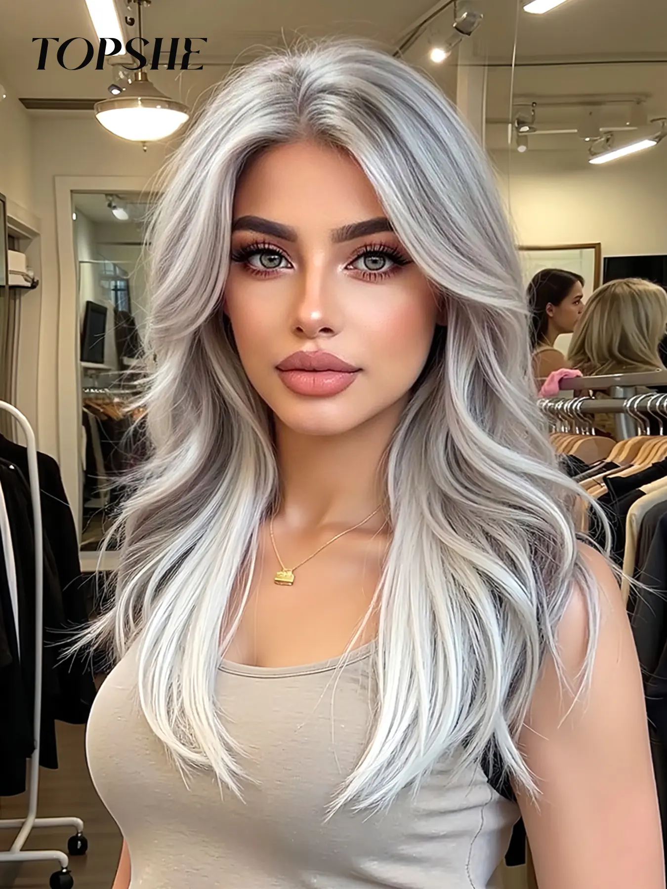 Women Elegant Long Curly Lace Wig, Topshe Handmade Silk Hairpiece, Lightweight Breathable Medium Length, Natural Look, All Seasons Wear, Natural Looking Wig, Hairstyle Wigs, Summer Wigs