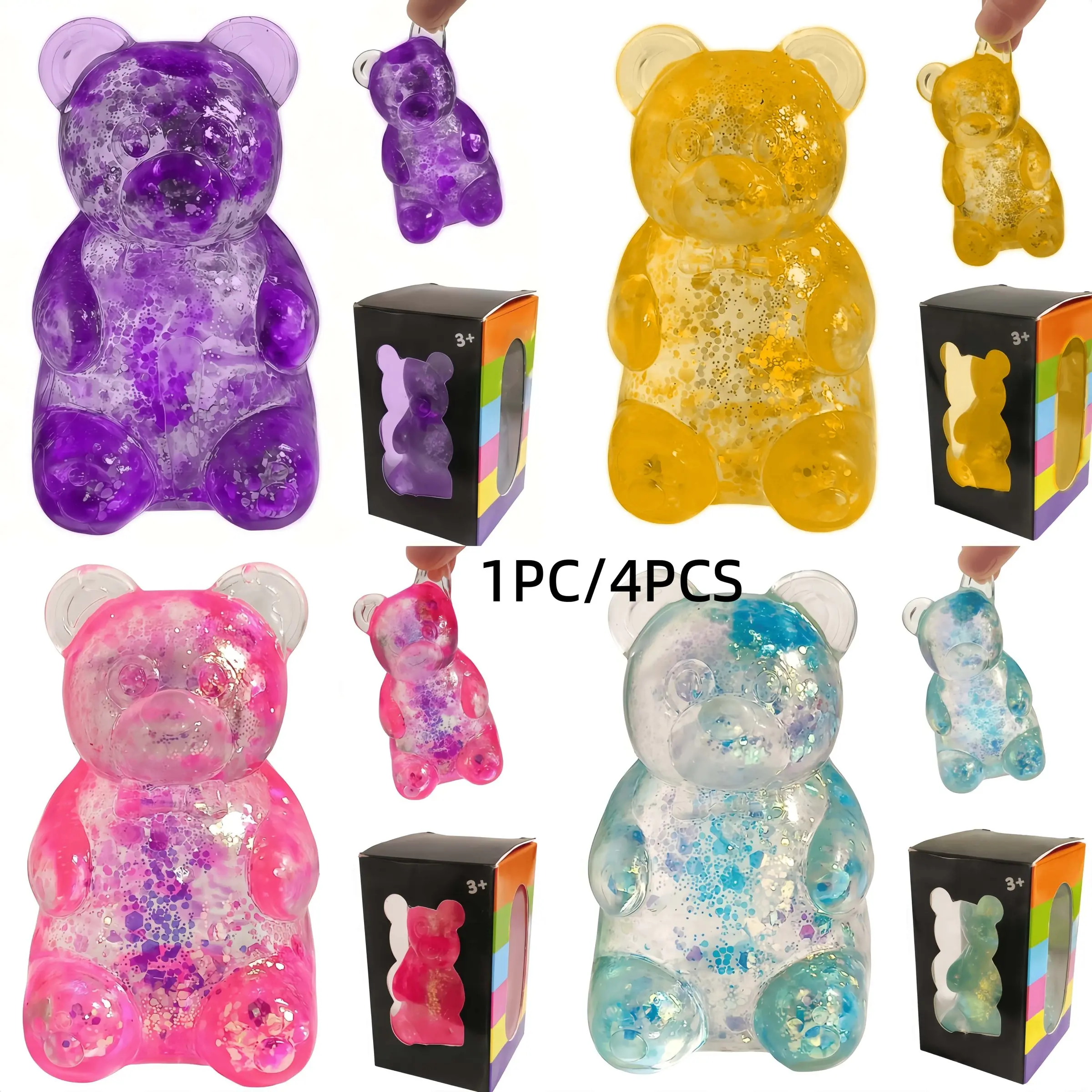 1/4 Pcs Aurora Candy-Shaped Squeeze Toy, Sensory Fidget Squishies, Jelly-Like Soft Filling, Sensory Fidget Decompression Toy, Anxiety Relief Relaxation Toy, Squishy Stress Relief, Birthday Gift, Party Bag Fillers