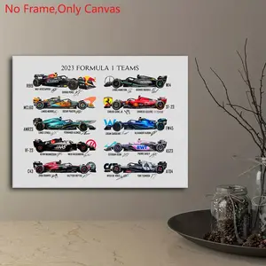 1 piece/set frameless canvas painting print poster,classic minimalist vehicle art,2023 Formula Teams,perfect gift for F1 racing car culture enthusiasts,ideal gift for bedroom,living room,dormitory corridor,kitchen,mural,wall decoration,room decor