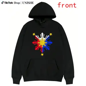 Pinoy Pride Pullover Hoodie with Philippine Flag Sun, Long Sleeve Style