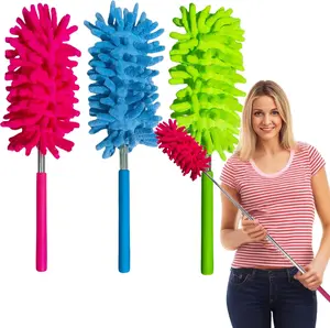 3 Pack Retractable Long-Reach Washable Duster for Cleaning, Microfiber Hand Duster Brush with Telescoping Pole for Cleaning , Window, Furniture, Office