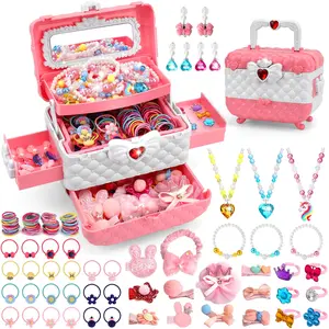 Jewelry for Kids Girls, Dress-Up Jewelry Set, including hair clips, hair ties, necklaces, rings, earrings, etc., suitable for girls aged 3-12. Also a toy set, Birthday Christmas gift for children