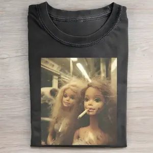 Grunge Doll Photo Graphic Tee Unisex Vintage Wash Streetwear Crewneck Short Sleeve Soft Cotton Casual Everyday Outfit