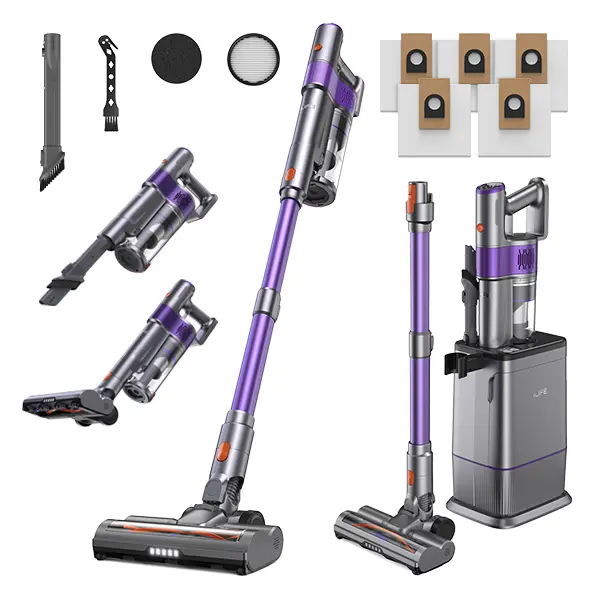 ILIFE Cordless Vacuum Cleaner with Auto-Empty System for Pet Hair | Lightweight | Green LED | 5×2L Dust Bags | 2-in-1 Brush | 3-in-1 Dock | HEPA | Self-Emptying for Home/Hard Floors/Carpets