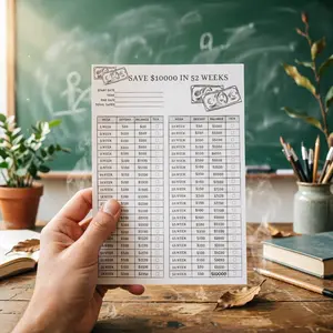 10 Sheets 52-Week Savings Challenge Tracker, $10,000 Goal Planner, Personal Finance Budget Management, Weekly Saving Plan, Visual Progress Card
