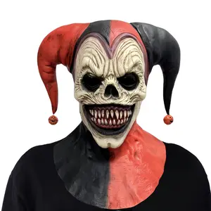 Realistic Male/Female Clown Costume Mask with Horns & Bell - Funky Gothic Jester Headpiece for s &, Easy-to-Wear Latex Face Accessory for Halloween Parties & Carnivals, Clown Mask Halloween, Halloween Clown Masks, Clown Halloween Mask, Cree balaclava