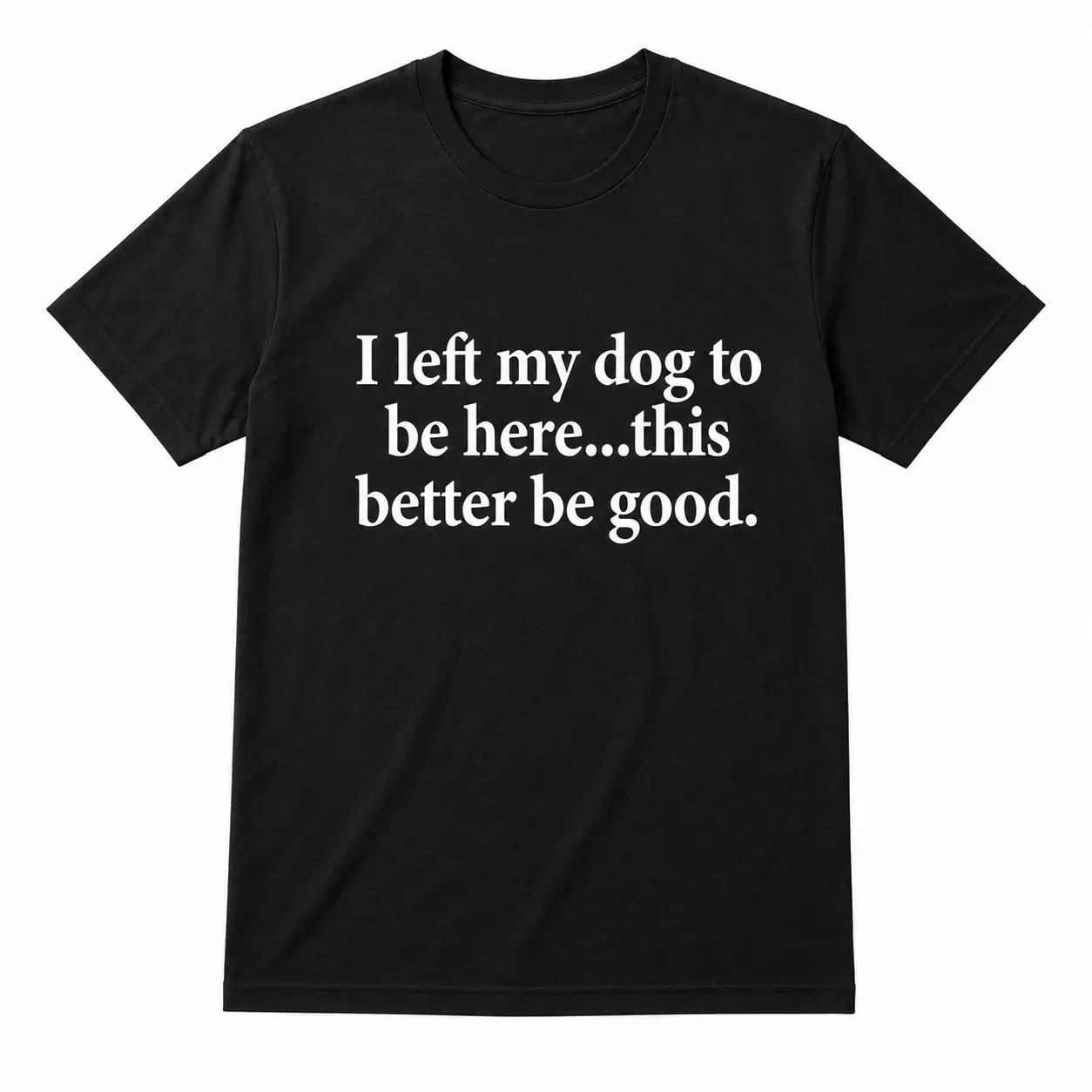 I Left My Dog To Be Here Funny Quote T-Shirt, Sarcastic Humor Graphic Design Unisex Cotton T-shirt for for Women Womenswear Top Black Casual