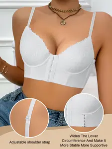 Women's Front Closure Push-Up Bra - Wirefree Lift Anti-Sagging, Wide Band Enhanced Support, Side Fat Control, Adjustable Straps, Everyday & Special Occasions